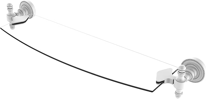 Allied Brass RD-33/18-WHM Retro Dot 18 Inch Glass Shelf, Matte White