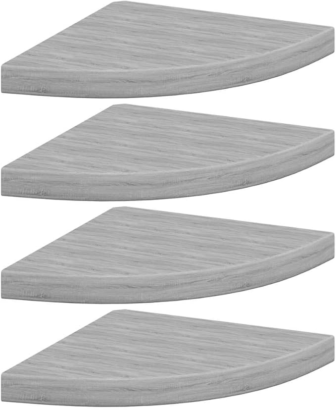Wall Corner Shelf Set of 4, Concrete Grey Floating Shelves for Living Room Bedroom Office, Decorative MDF Storage Organizer for Small Spaces, 13.8 Inch