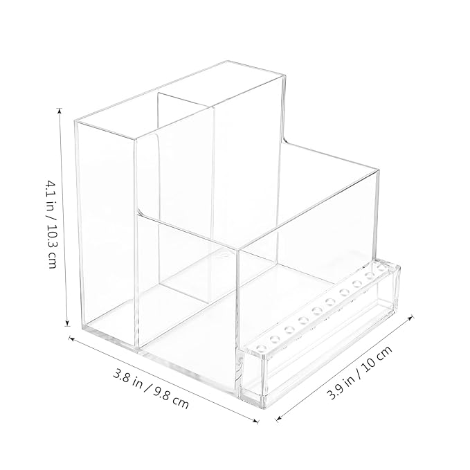 FRCOLOR Nail Drill Bits Holder Stand Display Organizer 10 Holes Transparent Storage Box for Nail Art Polishing Grinding Drill Bit 4.1inch