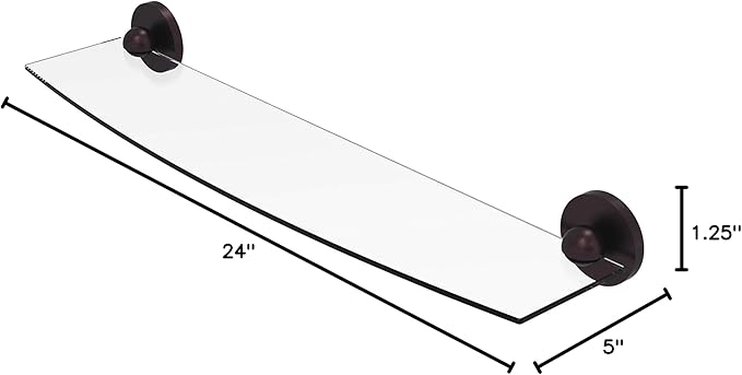 Allied Brass 1033/24 Skyline Collection 24 Inch Glass Shelf, Antique Bronze