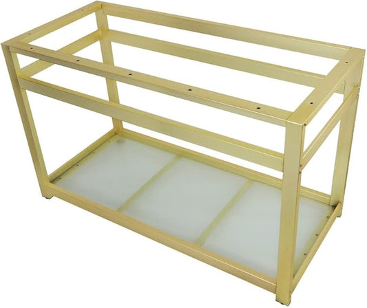 49 x 22 in. Fauceture Steel Console Sink Base with Glass Shelf, Brushed Brass