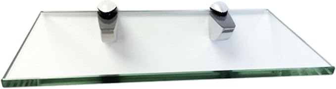 Momento Glass Shelf, 6.5" x 12" inch - 3/8 Inch Thick Clear Rectangle Shelf with 2 Free Chrome Brackets and Screws For Displacing Trophies, Awards, Pictures Frames, Paintings and Decoration Items