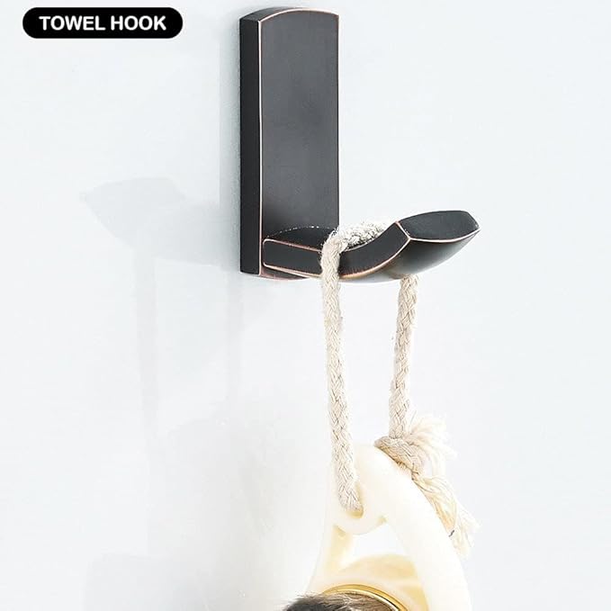WINCASE Bronze Bathroom Accessories, Oil Rubbed Towel Bar Set 24 Inch, Hardware 4 Pieces ORB Towel Rod Toilet Paper Holders Robe Hook Wall Mounted