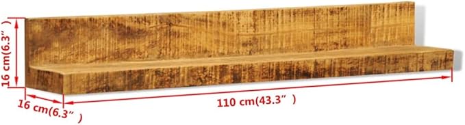 Solid Wood Wall Mounted Display Shelf 2 pcs, Mango Wood Floating Shelves for Kitchen Living Room, 44lb Weight Capacity, Easy Installation Modern Decor