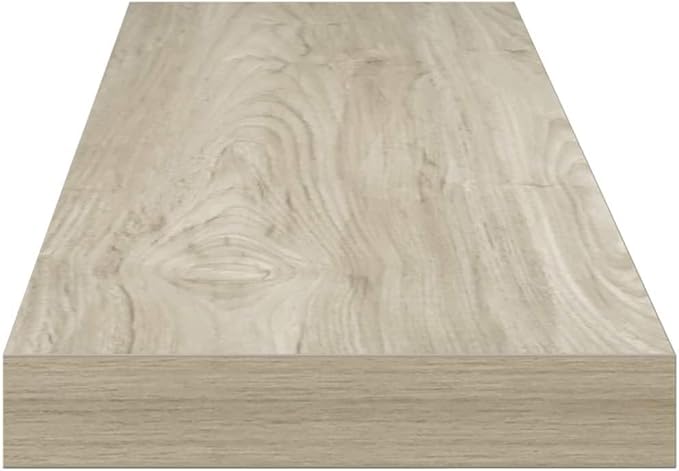 Floating Wall Shelf 35.4 Inch Long Oak Finish Rectangular Display Ledge Modern Wood Storage Organizer for Living Room Bedroom Office