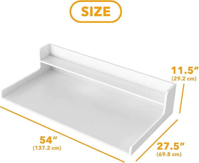 SpaceAid Washer Dryer Countertop with 2-Tier Shelf, Wood Topper with Edge, 54" Width x 27.5" Depth Cover Organizer Guard for Washer and Dryer Counter Laundry Hamper Storage (White)