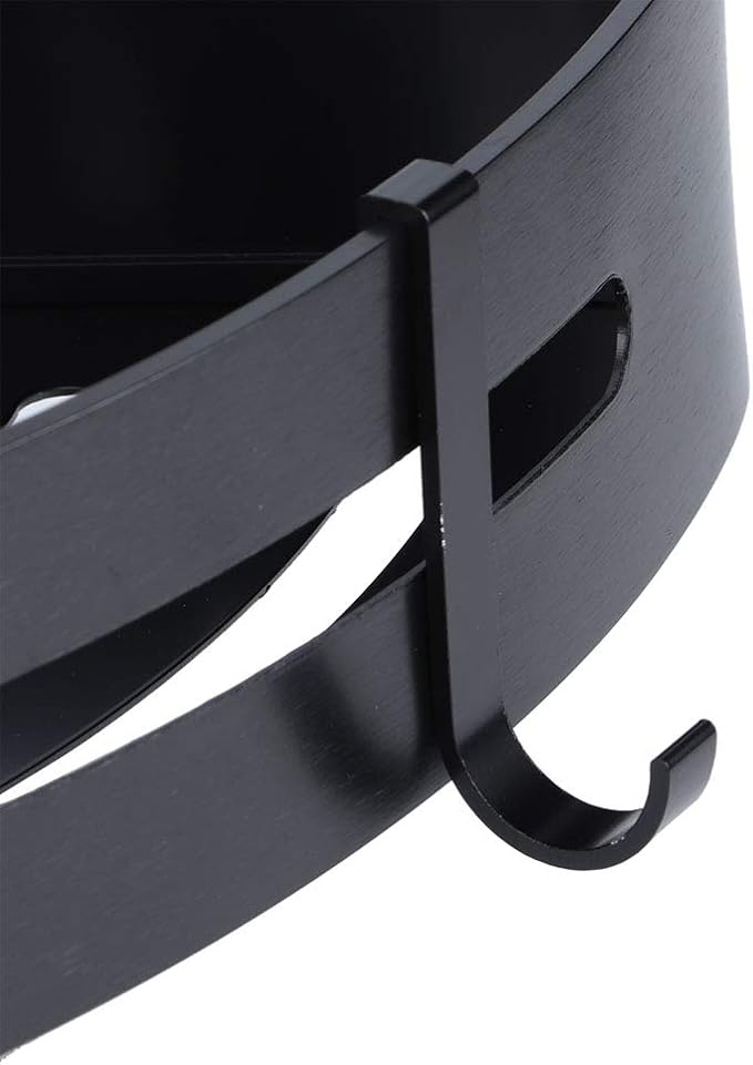 Wall Hanging Space Aluminum Double Layer Storage Rack, Corner Shelf with Hooks, Modern Bathroom Shelf for Towels Keys, Black Spray Paint Finish, and