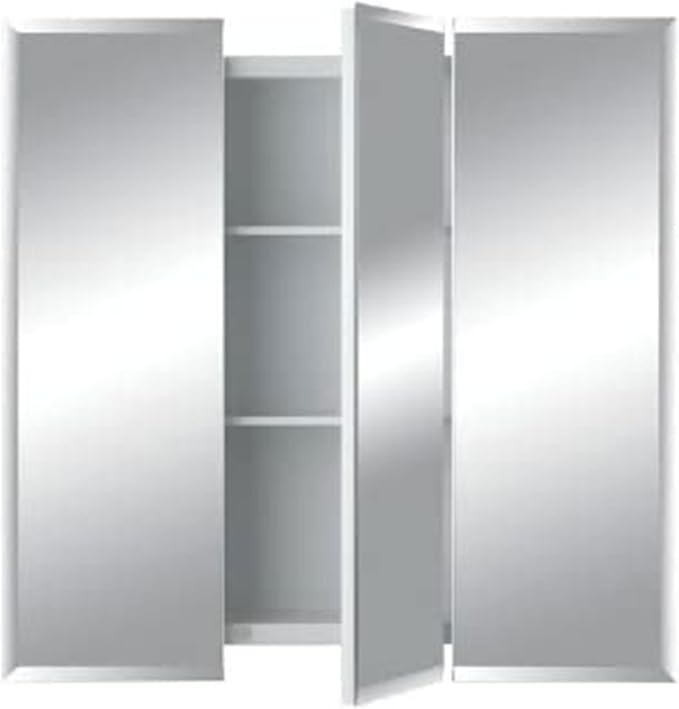 Jensen 255030X Tri-View Bevel Mirror Medicine Cabinet, 30" x 28.25" , White