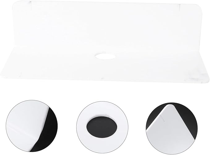 jojofuny Acrylic Floating Wall Shelf, Drill-Free Wall Mounted Speaker Holder, Punch-Free Storage Rack for Bathroom, Bedroom, Kitchen, 9.05 X 3.54 X 2.36 Inches, White