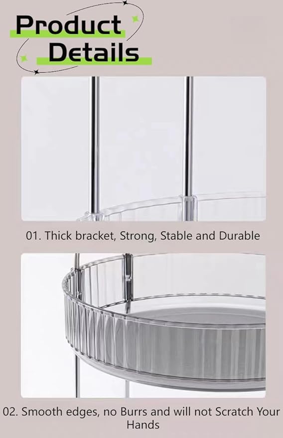 360° Rotating Makeup Organizer for Vanity, Cosmetic Display Case, 3 Tire Large Capacity Cosmetic Storage Shelf, Beauty Organizer for Skincare, Perfume, Sundries, and Makeup Display (Dark Green)