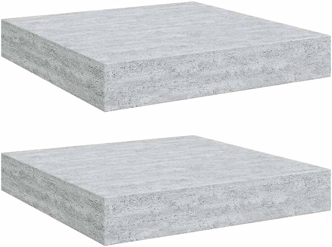 Set of 2 Floating Wall Shelves, Modern Concrete Grey MDF Shelving for Bedroom, Living Room, and Office, Minimalist Display Ledge for Books and Decor, Easy Installation