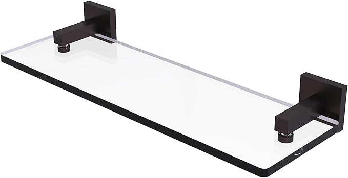 Allied Brass MT-1-16-ABZ Montero Collection 16 Inch Glass Vanity Beveled Edges Shelf, Antique Bronze