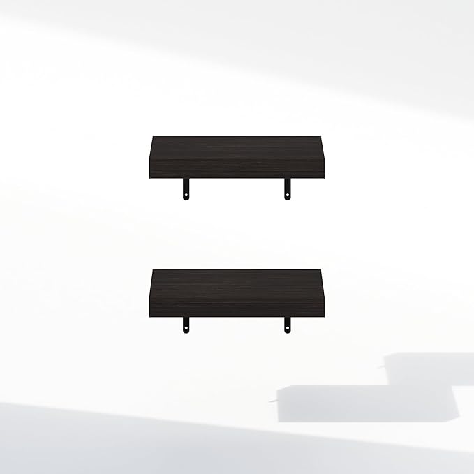 Furinno Tanna Floating Shelves for Wall Set of 2, 15-Inch Bathroom Wall Shelf, Wall Mounted Shelf, for Bathroom Organizers and Storage, Living Room, Tobacco Oak