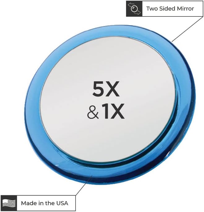 Zadro 5X Two-Sided Acrylic Compact Mirror, 4-Inch, Blue