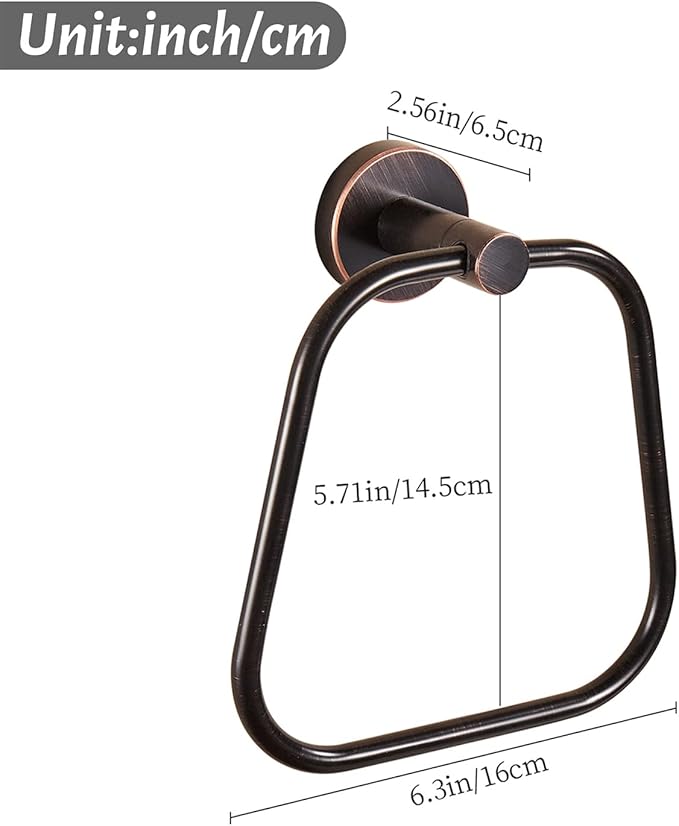 Bronze Hand Towel Holder, Bathroom Towel Ring Oil Rubbed, Bath Hand Towel Hangers Wall Mounted Farmhouse Rustic ORB Stainless Steel Trapezoid