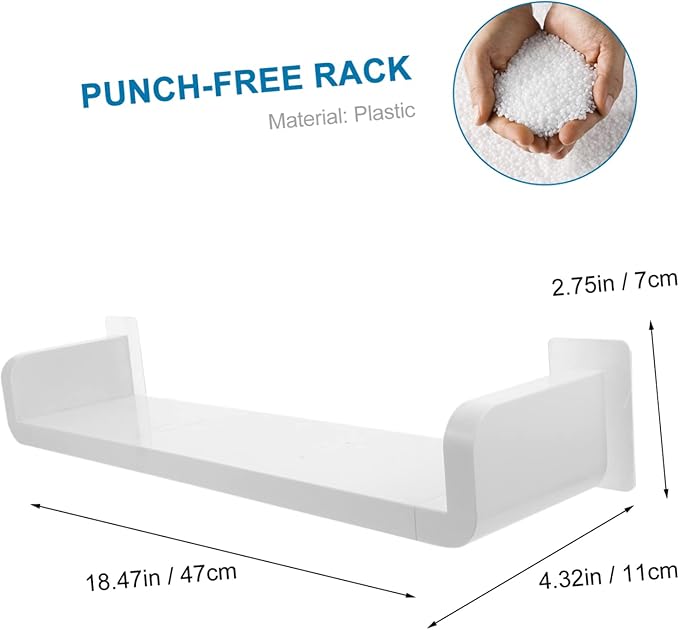 1Pc Punch U Shape Wall Mounted Rack Storage Shelf for Bathroom Capacity Easy Installation for Tidy Spaces