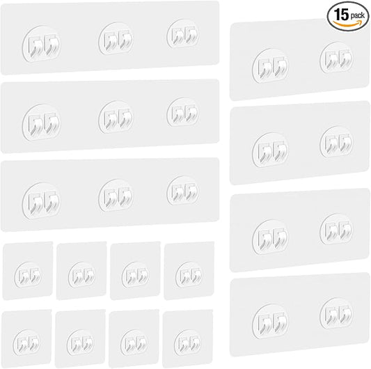 15 Pack Shower Caddy Adhesive Replacement, Adhesive Shelves Hooks Caddy Shelves Rack Basket Organizer Shower Sticker Bathroom Hanging Hook No Drilling Sticky Hanging Hooks (Style 1)