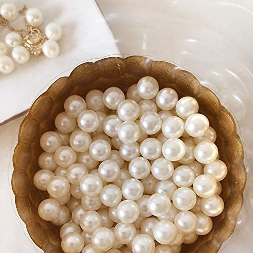Sooyee Acrylic Makeup Brush Holder Organizer with 8mm White Pearls + 1700-Pcs Loose Beads no Hole 1.1 Lbs (8mm,Ivory)