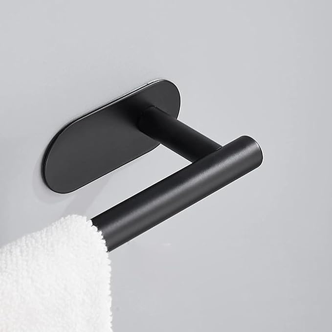 SEIDO Adhesive Towel Bar for Bathroom, 304 Stainless Steel Towel Holder Wall Mount, 16 Inch Towel Racks for Bathroom, No Drilling Needed, Matte Black