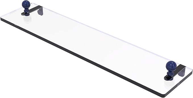Allied Brass MA-1/22-MBL Mambo 22 Inch Glass Vanity Shelf with Beveled Edges, Mediterranean Blue