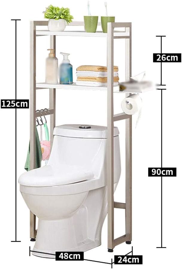 AGYH Bathroom Shelf Water and Rust-Proof Floor Stand Stainless Steel Toilet Frame (Size : 48 * 90 * 125cm)