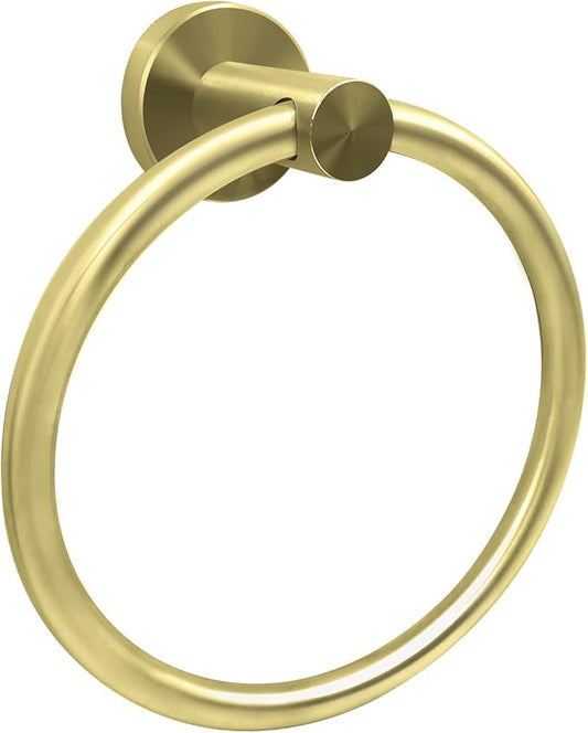 Stainless Steel Gold Towel Ring Hand Towel Holder for Wall Mounted Bathroom Towel Rack holder simple Round Towel Hanger (Brushed Gold)