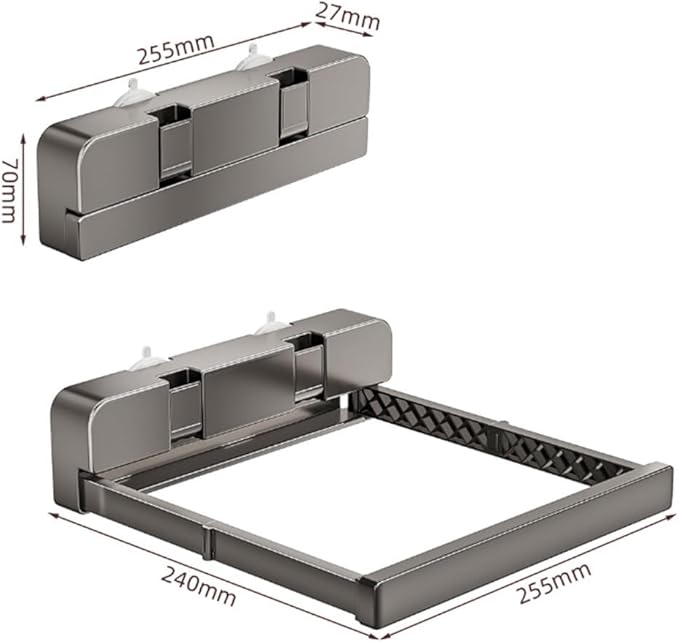 Telescopic Suction Cup Storage Rack for Bathroom - Foldable Wall-mounted Shelf with Strong Adhesion, Space-saving Design for Tiles and Glass