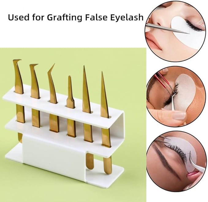 Acrylic Tweezers Holder, 6 Holes Tweezers Stand Display Organizer for Eyelash Extension Supplies Accessories Grafting Beauty Tools (6 Holes White)