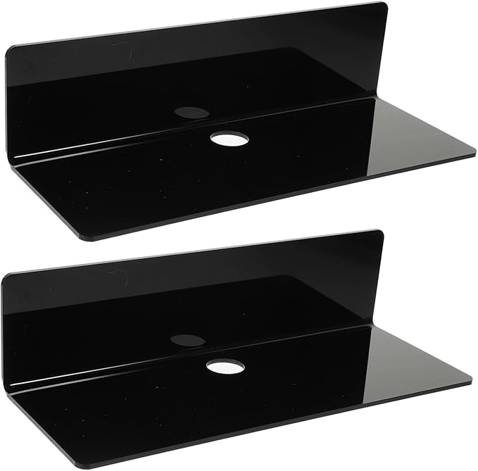 Veemoon 2pcs Bathroom Shelves Over Toilet Wall-Mounted Storage Rack Acrylic Black Decorative Storage Organizer