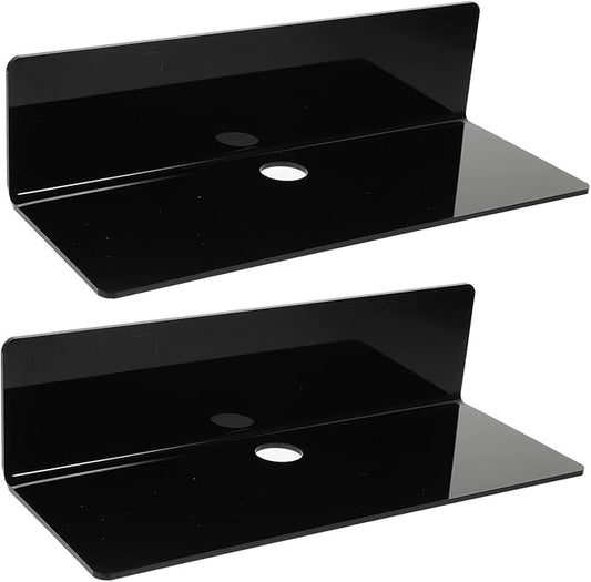 Veemoon 2pcs Bathroom Shelves Over Toilet Wall-Mounted Storage Rack Acrylic Black Decorative Storage Organizer