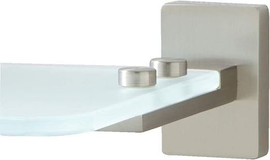 Naiture Tempered Glass Shelf in Brushed Nickel Finish
