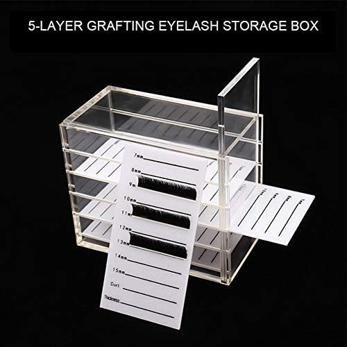 Sonew Acrylic Cosmetic Storage Makeup Organizer Clear Eyelash Storage Box Eyelashes Glue Pallet Holders 5 Layers Grafting Eyelash Extension Tool
