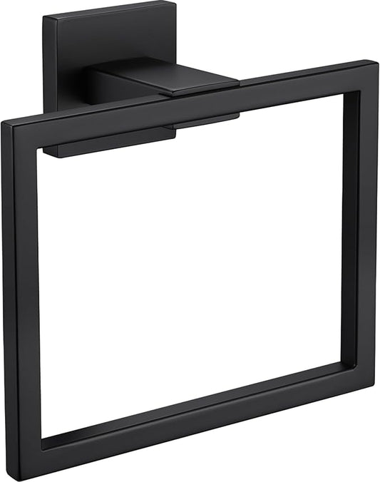 LANC Hand Towel Holder for Bathroom Wall Mount Matte Black Square Hand Towel Rings for Bathroom Hardware Accessories Kitchen Toilet SUS 304 Stainless Steel Shower Towel Hanger Racks, A8896MB