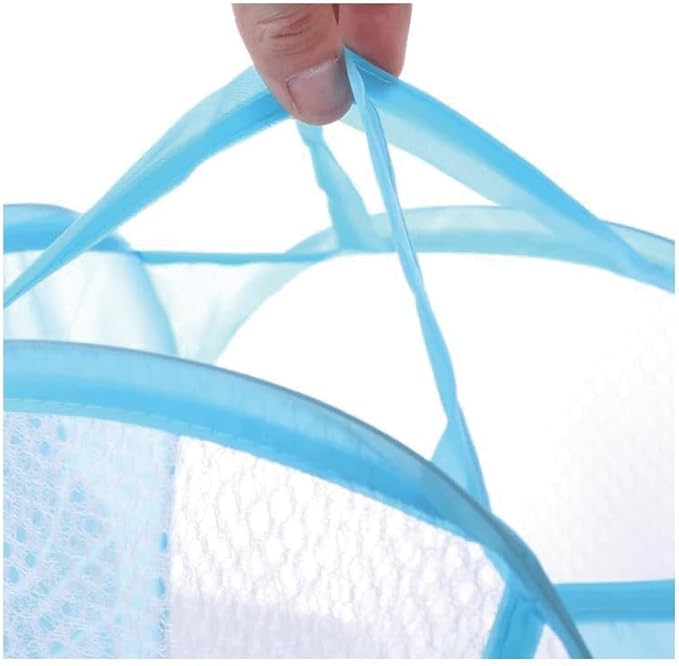 6pcs Foldable Pop Up Mesh Washing Laundry Basket Bag Bin Hamper Toy Tidy Storage (11.81"L x 11.81"W x 18.11"H)
