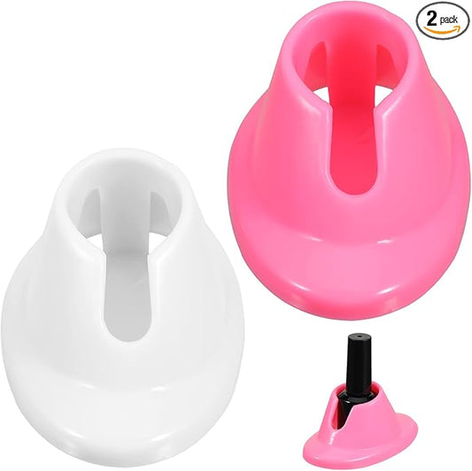 2 PCS Soft Nail Polish Bottle Holder, Silicone Nail Polishes Stand Anti-Spill Non-Tippable Bottle Stand, Manicure Display Tool for Nails Painting, Nails Art Organizer Accessories (White+Pink)