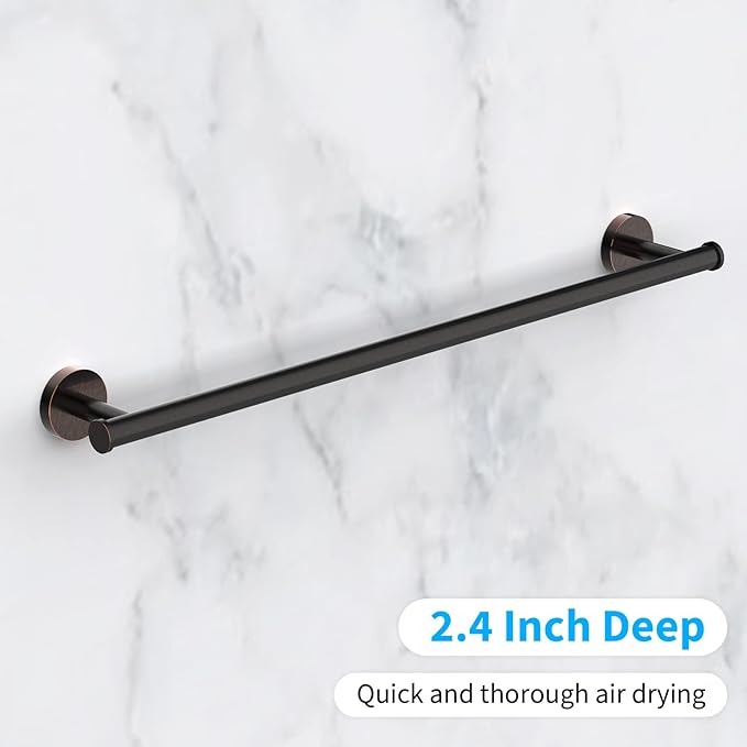 Cilee 2 Pieces Oil Rubbed Bronze Towel Bar Set, Hand Towel Holder Bathroom Hardware Set,24 Inch Towel Racks for Bathroom,Stainless Steel Wall Mount