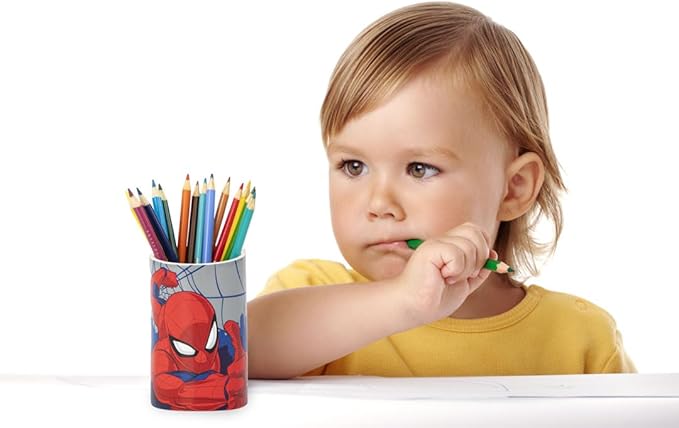 Jay Franco Marvel Spiderman 2 Piece Set - Red & Blue Soap Dispenser & Tumbler Set - Kids Resin Superhero Bathroom Accessories