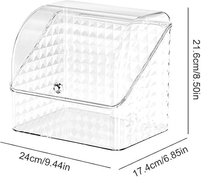 Large Clear Cosmetic Makeup Organizer with Lid, Desktop Cosmetics Box Tabletop Cosmetics Holder, Dresser Top Organizer Case for Cosmetics, Lotion, Beauty Product