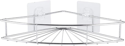 No Need to Punch holess Steel Triangular STO Shelf, Corner Bathroom Shelf Rack with Adhesive, S Viscosity and Ventilated, Space Corner