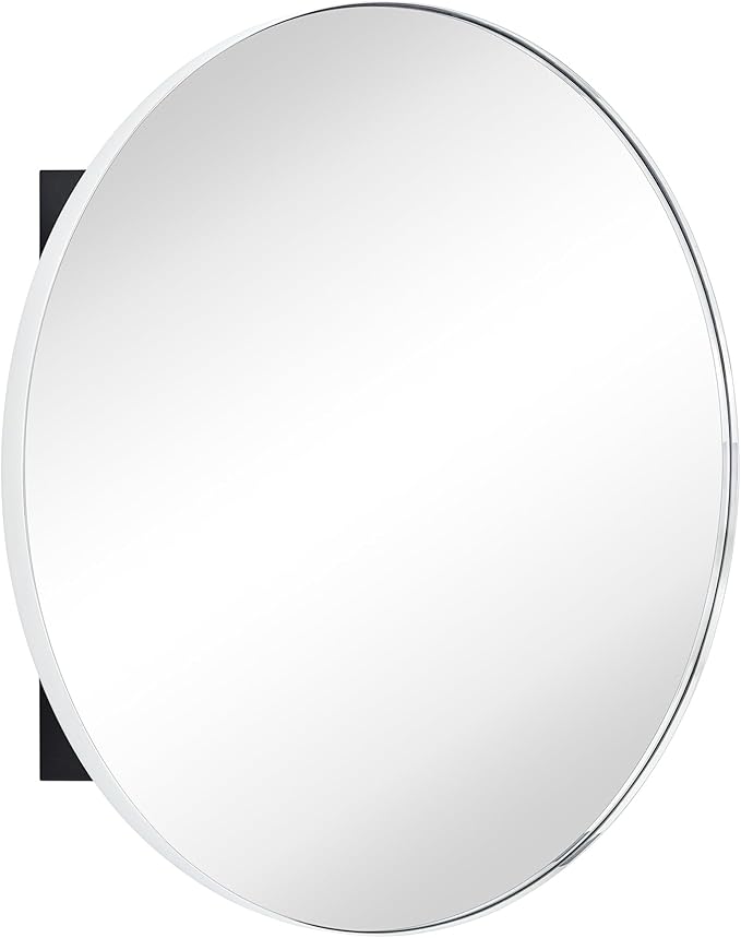 Surface Mount Polished Nickel Round CircleBathroom Medicine Cabinet with Mirror Circlular Shaped Stainless Steel Metal Framed Medicine Cabinets Bathroom Cabinet with Mirror 24'' Diameter