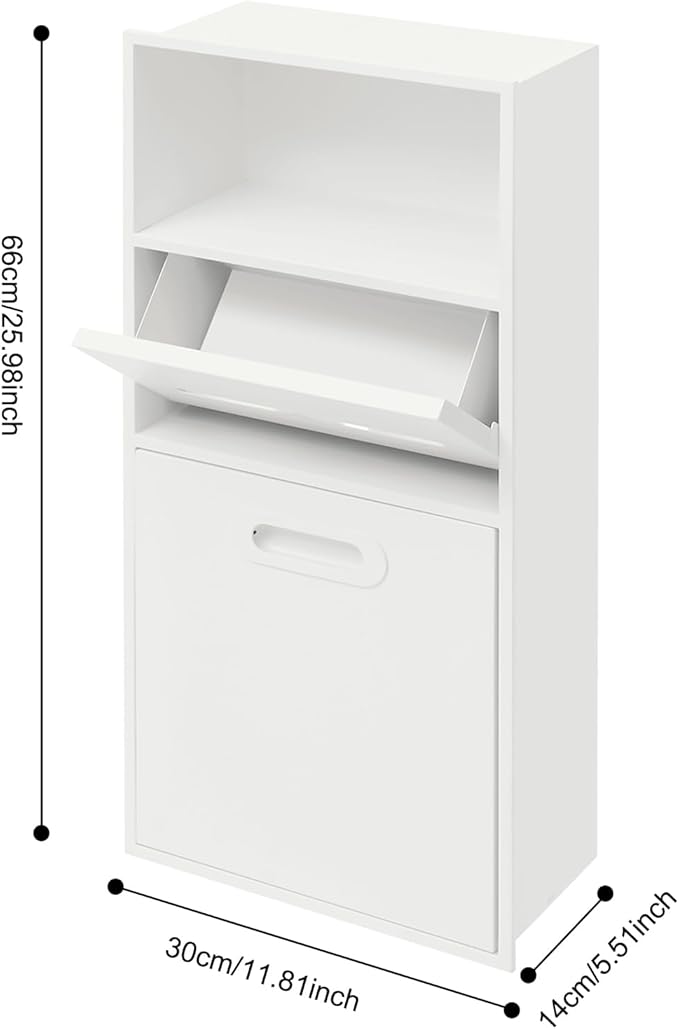 Hollow Furnishings Stainless Steel Recessed Storage Cabinet for Bathroom - Space-Saving Wall-Mounted Design, Rust-Resistant, Easy Install (White, 66 * 14 * 30cm)