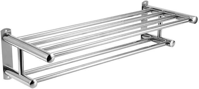 Restokki Double-Layer Stainless Steel Bathroom Shelf, Toilets Storage Shelf, Floating Shelves Screw Mounting Storage Shelves for Kitchen, Bathroom