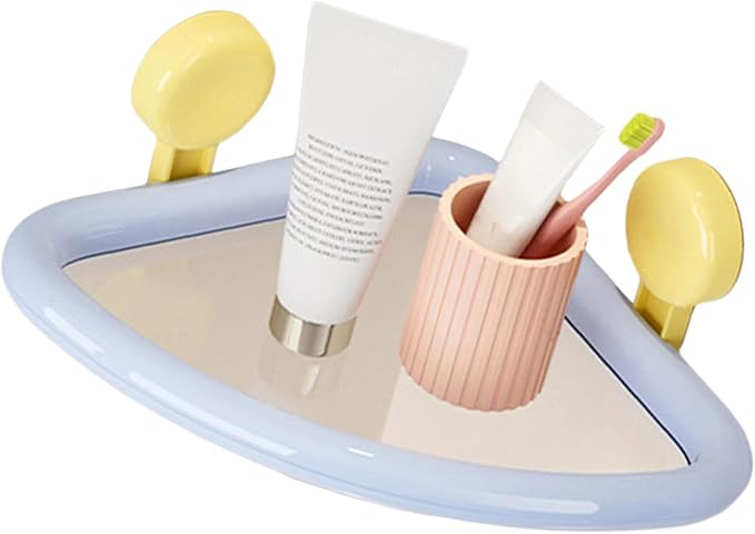 Suction Cup Corner Shelf Bathroom Shelf No Drilling Space Saving Waterproof ABS