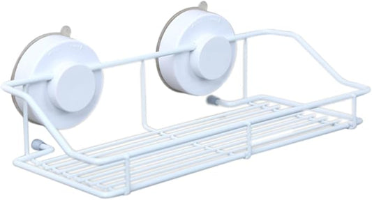 BESTYASH Wall Mounted Bathroom Shelf with Suction Cups Space Saving Kitchen Storage Rack Organizer for Bathroom and Toilet White Finish
