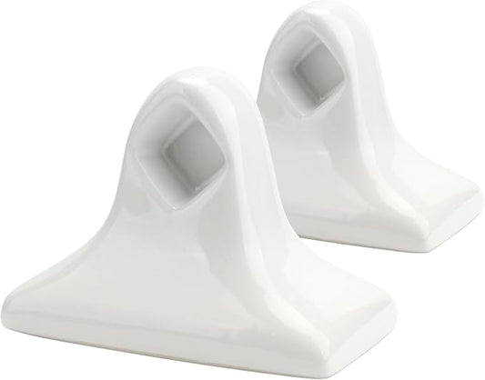2 Pcs White Ceramic Towel Bar Holder Posts, Mid Century Modern Vintage Set Wall/Tile Mount for Bathroom & Kitchen, Replacement for Broken Towel Rack Posts (Rod Not Included)