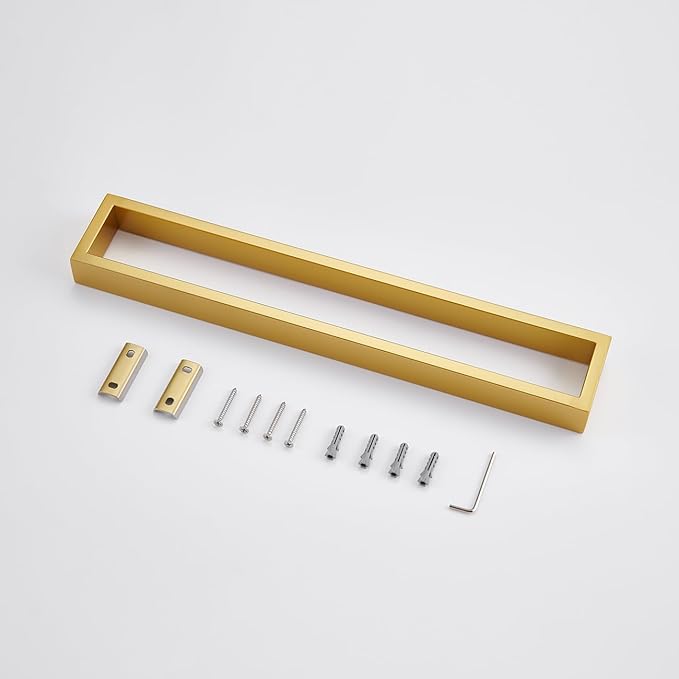 Miyili 15-3/4 Inch Bathroom Towel Bar Gold Stainless Steel Wall Mounted Hand Towel Holder for Kitchen