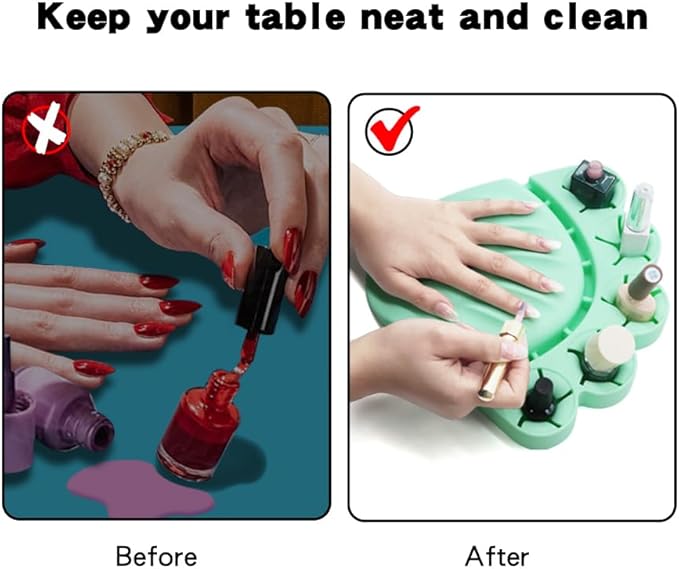 Anti Spill Free Tilt Nail Polish Bottle Holder, Home Fingernail Polish Stand Arm Rest Pad,Art Tool Nail Paint Tech Mat Polish Bottle Organizer Manicure Accessories
