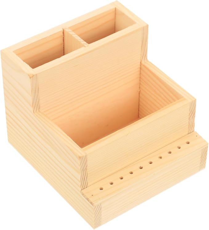 Nail Drill Bits Holder Wooden 10 Holes Manicure Bit Display Stand Nail Art Polishing Grinding Drill Bit Organizer for Makeup Organizer Drill Bit Log Small Pencil Holder Office