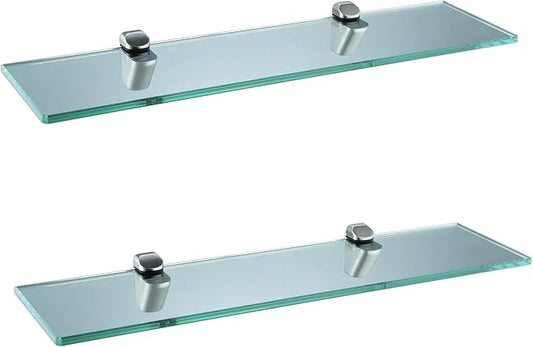 XVL Tempered Glass Shelf Bathroom 20 Inches Wall Mount Rectangular Shelves,Brushed GS3003AM-2