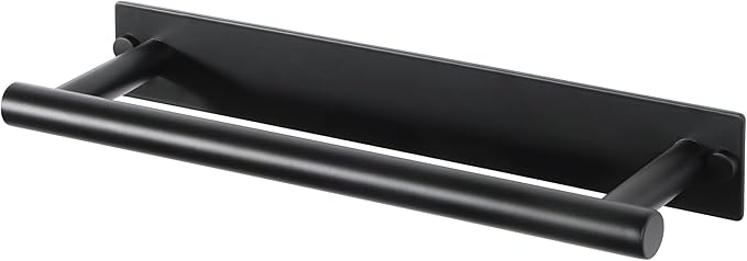 Alise Adhesive Towel Bar Black,Towel Racks for Bathroom Wall Mounted,Bathroom Towel Rack SUS304 Stainless Steel,Towel Holder for Kitchen/Bathroom Hardware Decoration,Sticky or Screw-Mounted,12 Inch